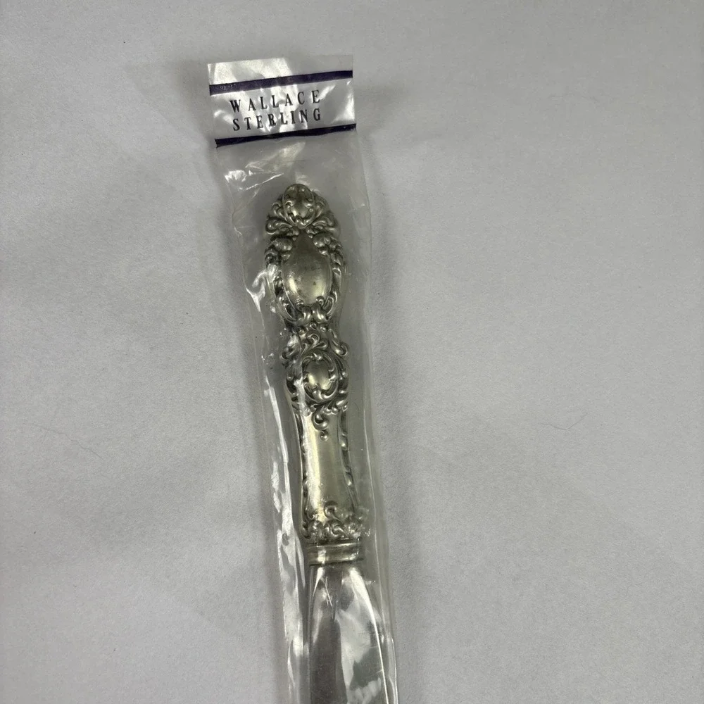 VTG Wallace‎ Lucerne Sterling Silver Knife Stainless Blade NOS Ornate Rococo MCM